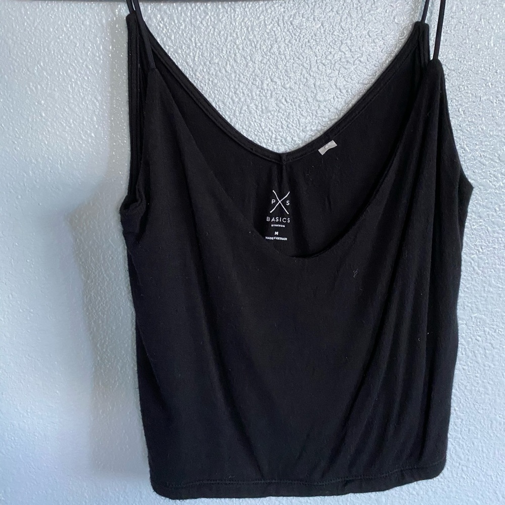Black “Flowy” Spaghetti Strap Crop Top